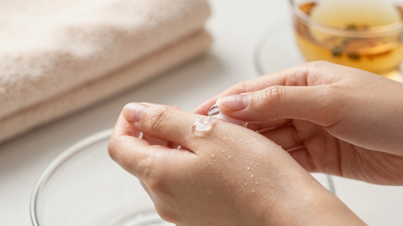 Close up of hands washing face with gentle cleanser and water