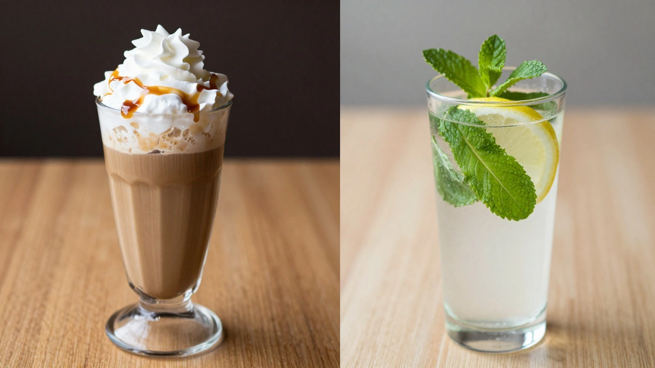 Comparison of sugary latte versus healthy lemon water