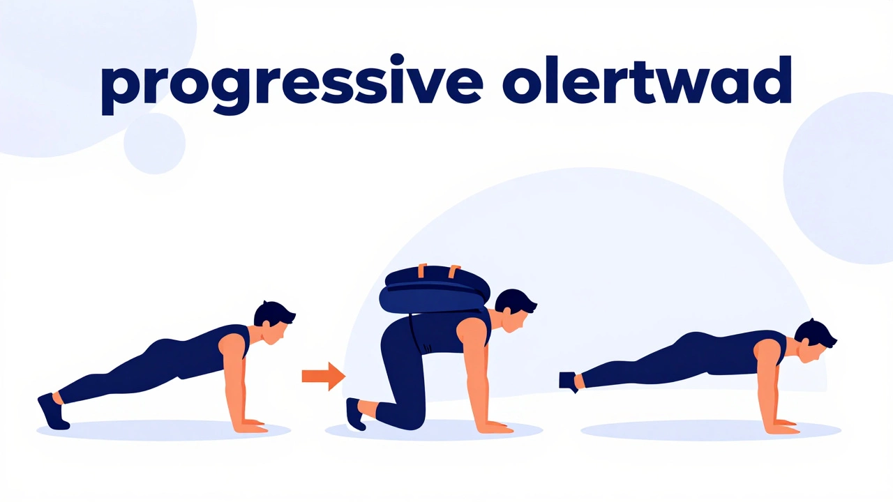Illustration of progressive pushup variations with added weight.