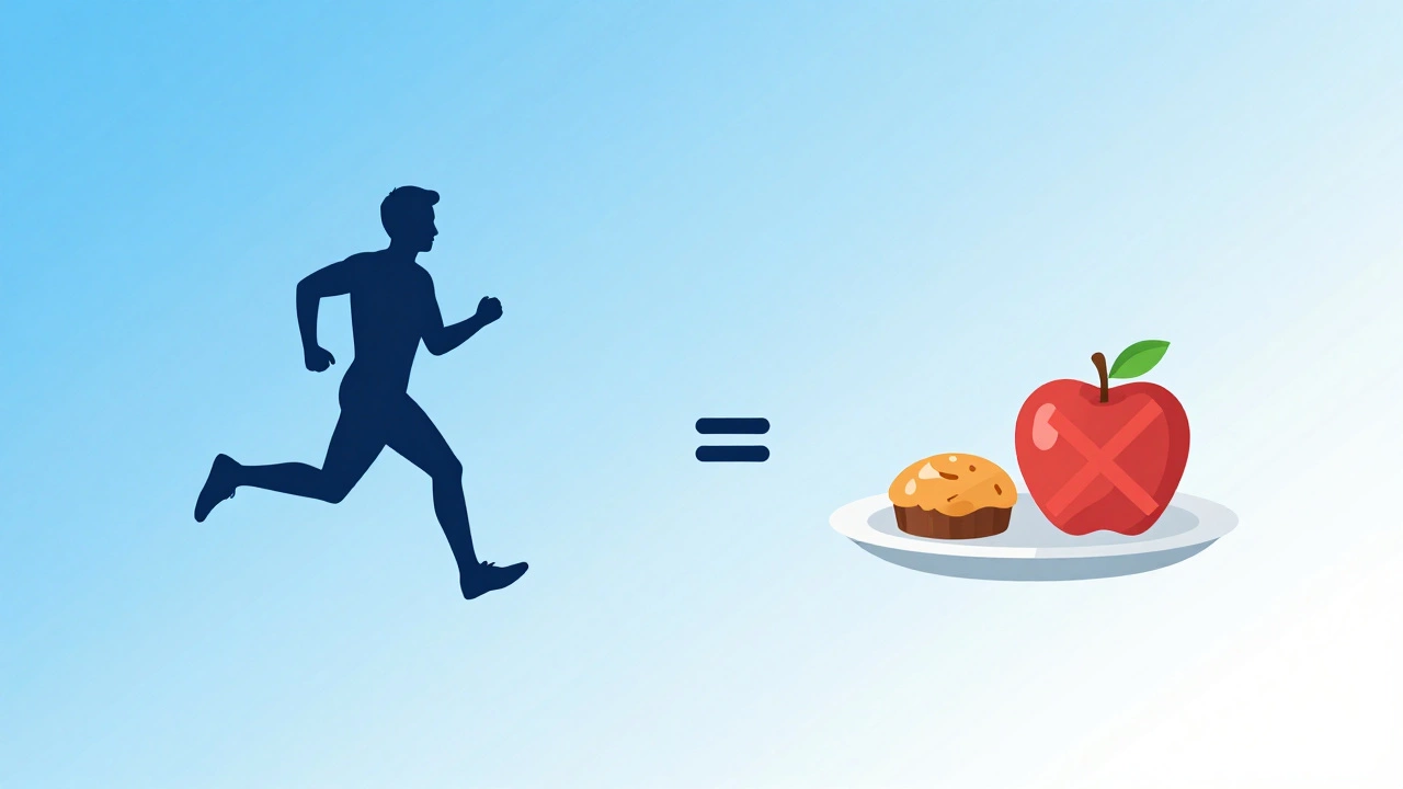 Visual metaphor showing calorie burn vs dietary choices
