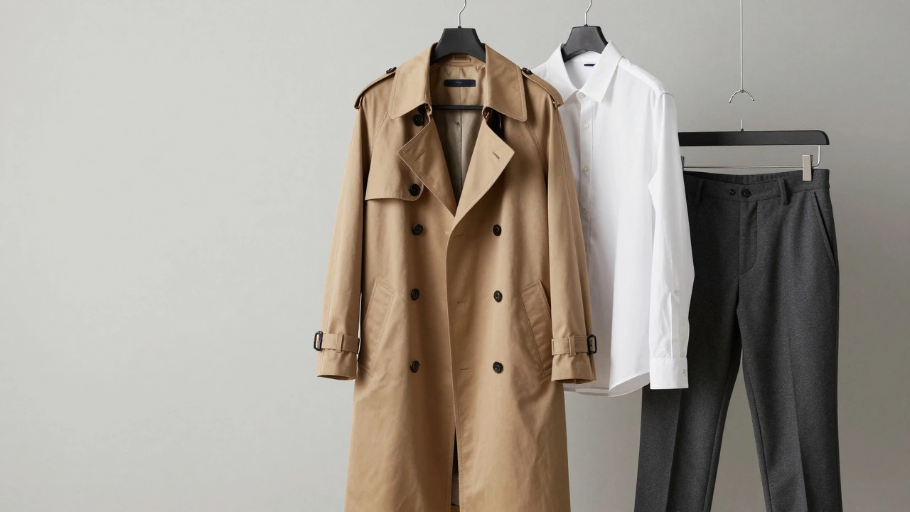 Minimalist wardrobe with camel coat and neutral basics