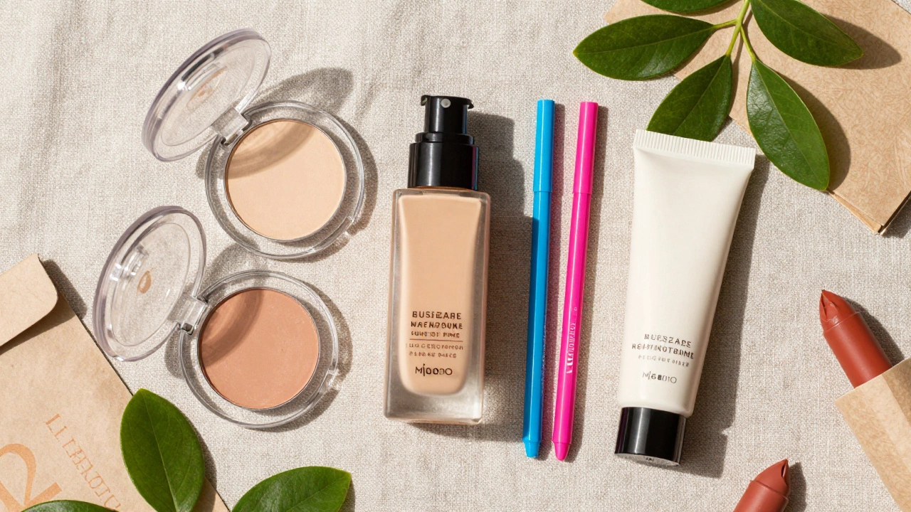 Sustainable makeup products including refillables and neon liners