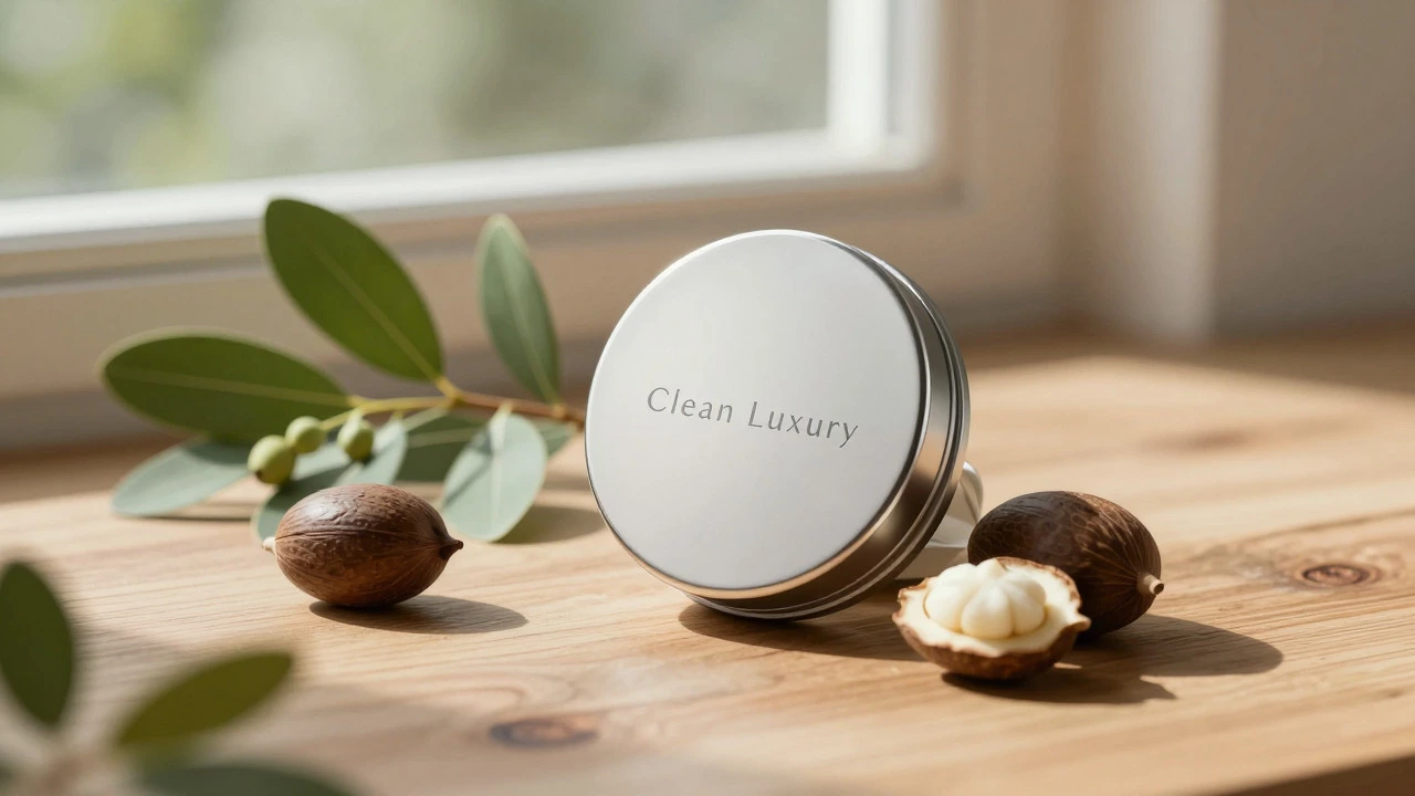Refillable metal makeup compact with botanicals for clean beauty