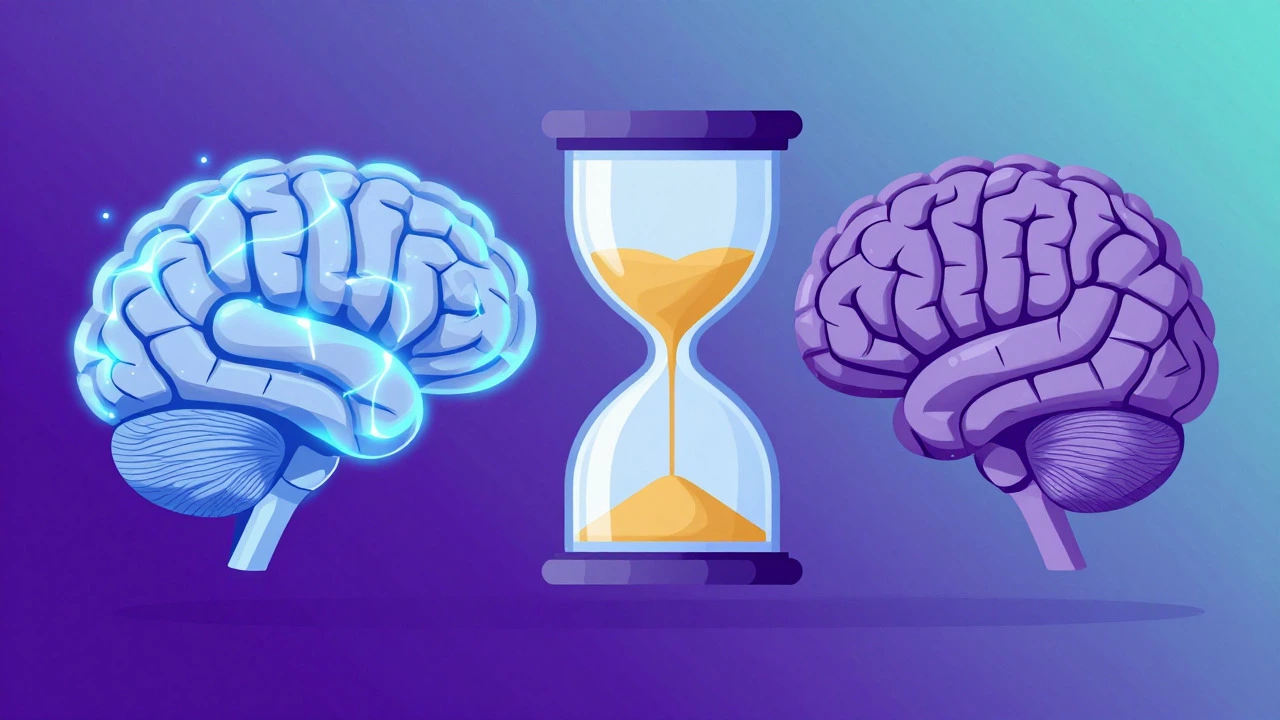 Illustration of brain impulses vs rational thought with a timer