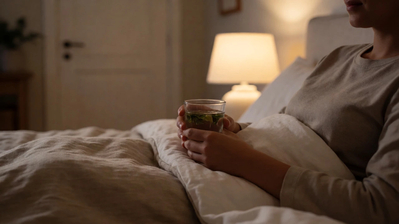 Relaxed person resting in bed after closing the kitchen for the night