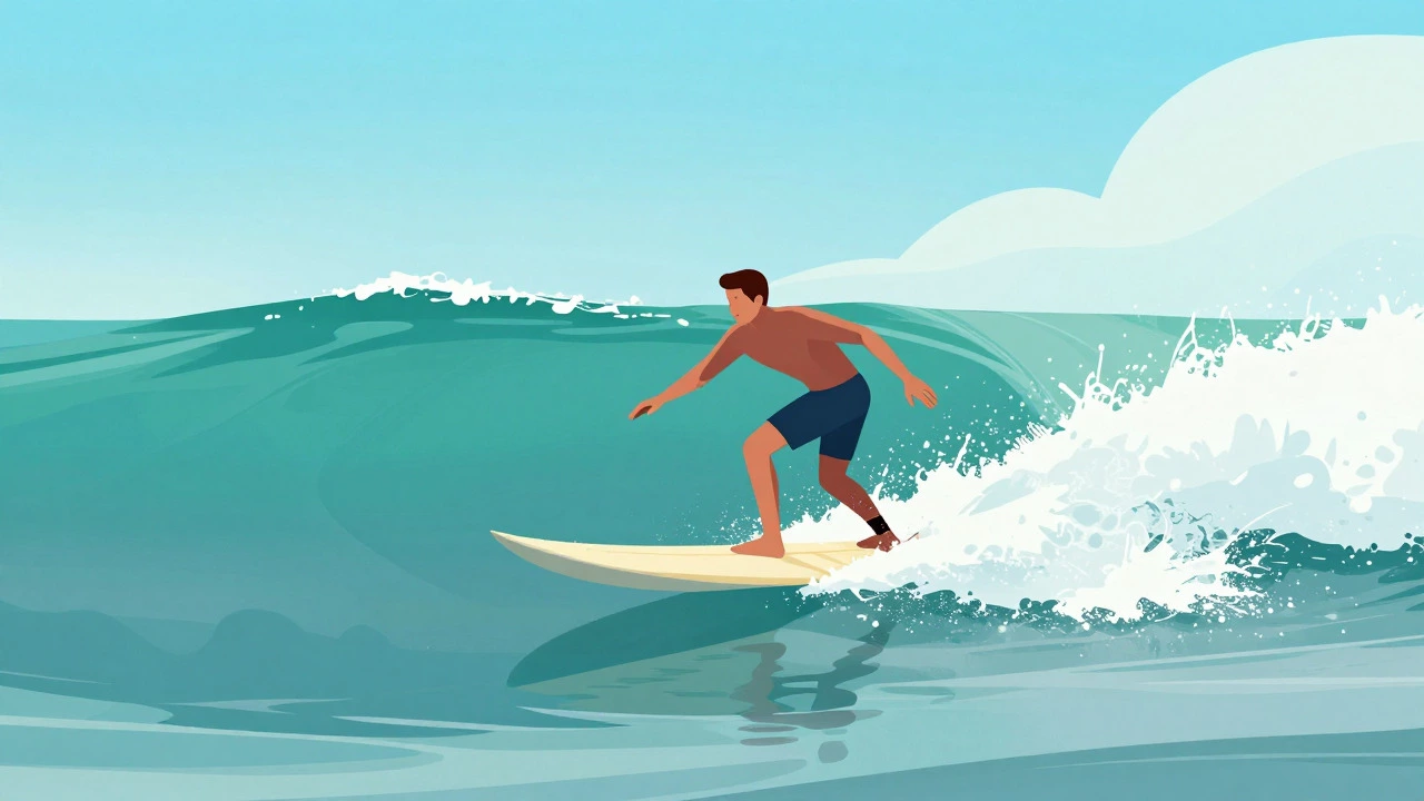 Surfer riding a wave representing flexible work-life balance